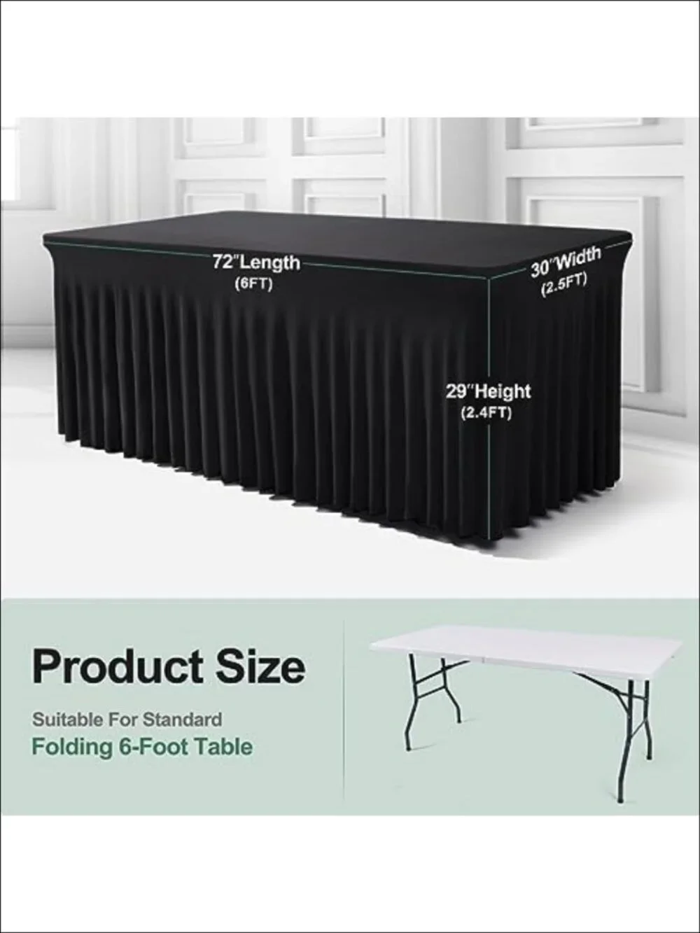 Spandex Table Cloth Skirt for 6FT Rectangle Table One-Piece Stretch